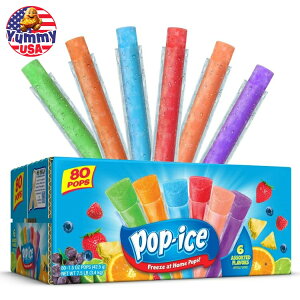 |bvACX A\[gt[c t[U[ ACXLfB[ Oet[ XibN 42.5g 80 Pop-Ice Assorted Fruit Freezer Ice Pops, Gluten-Free Snack, 1.5 oz, 80 Count y񂹏iz