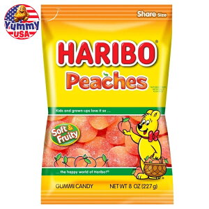 yő500~OFFN[|Lzn{[ O~LfB s[`O~ [WyOobO 8IX Haribo Gummy Candy, Peaches Gummies, Large Peg Bag, 8 oz { e ܂Ƃߔ َq   