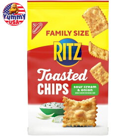 リッツ トーストチップス サワークリーム＆オニオンクラッカー ファミリーサイズ 11.4オンス RITZ Toasted Chips Sour Cream and Onion Crackers, Party Snacks, Family Size, 11.4 oz ノンフライ 脂質控えめ ランチスナック 【お取り寄せ商品】