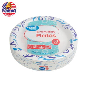 yő500~OFFN[|LzyAJEH}[gPBzO[go[ GufCy[p[v[g 21.59 cm zCg 50 Great Value Everyday Paper Plate, 8.5inch, White, 50 Count y񂹏