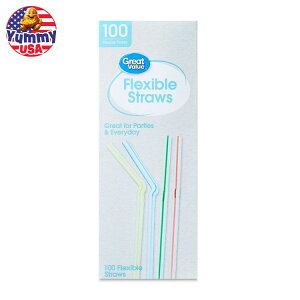 yő500~OFFN[|LzyAJEH}[gPBzO[go[ ĝăvX`bNtLVuXg[ }`J[ 100{ Great Value Plastic Disposable Flexible Straws, Multi-Color, 100