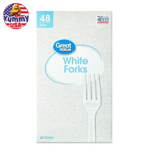 yő500~OFFN[|LzyAJEH}[gPBzO[go[ ĝăvX`bNzCgtH[N 48{ Great Value Disposable Plastic White Forks, 48 Count y񂹏iz