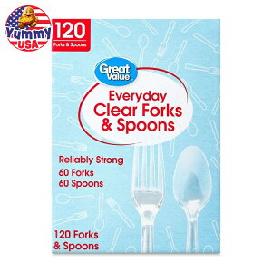 yő500~OFFN[|LzyAJEH}[gPBzO[go[ vX`bN g铧tH[NXv[Zbg 120{ Great Value Plastic Everyday Clear Fork and Spoon Combo, 120 Cou