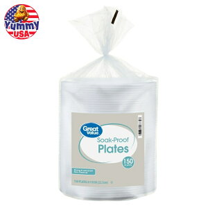 yő500~OFFN[|LzyAJEH}[gPBzO[go[ ϐtH[v[g zCg 22.86cm 150 Great Value Soak Proof Foam Foam Plates, White, 9 in, 150 Count y񂹏i