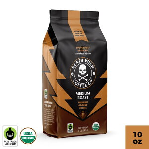 yő500~OFFN[|LzfXEBbVR[q[ ~fBA[Xg ҂R[q[ tFAg[h I[KjbN 10IX Death Wish Coffee, Medium Roast, Ground, Fair Trade, Organic, Bag, 10oz y