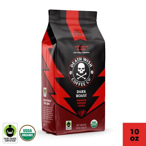 yő500~OFFN[|LzfXEBbVR[q[ I[KjbNtFAg[h _[N[Xg ҂R[q[ 10IX Death Wish Coffee, Organic and Fair Trade, Dark Roast, Ground Coffee, 10oz y