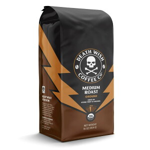 yő500~OFFN[|LzfXEBbVR[q[ I[KjbNtFAg[h ~fBA[Xg ҂R[q[ 16IX Death Wish Coffee, Organic and Fair Trade, Medium Roast, Ground Coffee, 16oz y