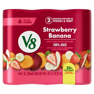 yő500~OFFN[|LzV8 Xgx[oii 100% t[c؃W[X 236ml  6{ V8 Strawberry Banana 100% Fruit and Vegetable Juice, 8 fl oz Can, 6 Count y񂹏iz