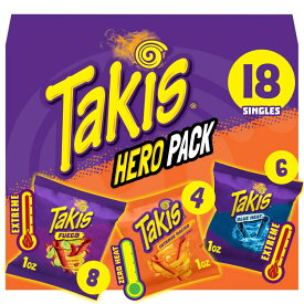 タキス ヒーローバラエティパック アソート ロールドトルティーヤチップス 28g 18個入り Takis 18 pc / 1 oz Hero Variety Pack, Assorted Rolled Tortilla Chips 【お取り寄せ商品】【激辛・旨辛・甘辛特集】