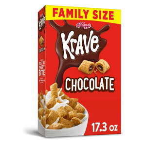 PbO NCu ubNt@[Xg VA t@~[TCY `R[g 490g Kellogg's Krave Breakfast Cereal Family Size, Chocolate, 17.3oz Box (1 Box) y񂹏iz