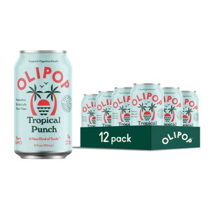 �I���|�b�v �v���o�C�I�e�B�N�X�\�[�_ �g���s�J���p���` 355ml 12�{ OLIPOP Prebiotic Soda, Tropical Punch, 12 fl oz, 12 Pack �y�����񂹏��i�z
