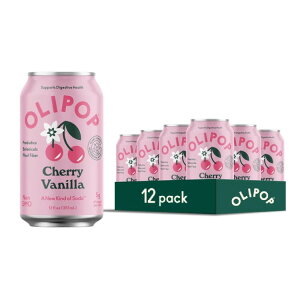 �I���|�b�v �v���o�C�I�e�B�N�X�\�[�_ �`�F���[�o�j�� 355ml 12�{ OLIPOP Prebiotic Soda, Cherry Vanilla, 12 fl oz, 12 Pack �y�����񂹏��i�z