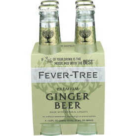 【最大500円OFFクーポン有】フィーバーツリー ボールド＆スパイシー プレミアム リアルジンジャービール 200ml×4本 ガラス瓶 Fever-Tree Bold & Spicy Premium Real Ginger Beer, 4Pack/6.8oz, Shelf Stable, Glass Bottles 【お取り寄せ商品】