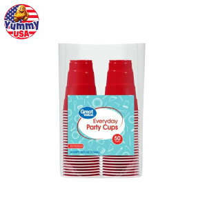 yő500~OFFN[|LzO[go[ gĝăvX`bNp[eB[Jbv bh 18IX 50 Great Value Everyday Disposable Plastic Party Cups, Red, 18 oz, 50 Count y