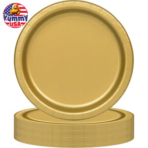yő500~OFFN[|LzĝĎM 22.8Z` S[h 20 Way To Celebrate Disposable Paper Plates, 9, Gold, 20 Count, by Way To Celebrate y񂹏iz