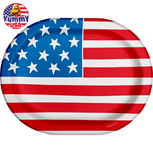 yő500~OFFN[|LzAJĝĎM 24Z`×30Z` // 8 Patriotic Flag Disposable Paper Plates, 9.5 x 12, Red/White/Blue, 8 Count Way To Celebrate y񂹏iz