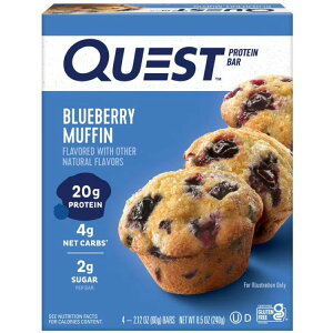 �yP10�{��19��18��-31���z�N�G�X�g �v���e�C���o�[ �u���[�x���[�}�t�B������ 4�{�� Quest Protein Bar, Blueberry Muffin Flavor, 20g of Protein, Gluten Free, 4 Count �y�����񂹏��i�z