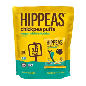 �q�b�s�[�Y �Ђ悱���p�t �z���C�g�`�F�_�[ 23g 6�ܓ� HIPPEAS Chickpea Puffs, Vegan White Cheddar, Gluten-Free, 0.8 oz Bag, 6 Ct �y�����񂹏��i�z