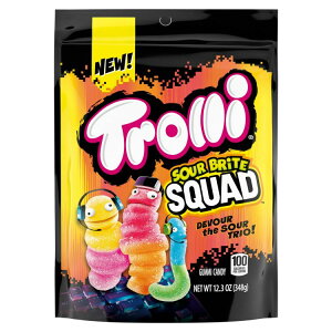 【最大500円OFFクーポン有】トロリ サワーブライト スクワッド グミキャンディ サワーグミワーム 348g Trolli Sour Brite Squad Gummy Candy, Sour Gummy Worms, Resealable Bag, 12.3 oz 【お取り寄せ商品】