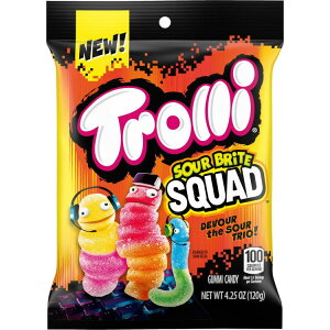 yő500~OFFN[|Lzg T[uCg XNbh O~LfB T[O~[ 120g Trolli Sour Brite Squad Gummy Candy, Sour Gummy Worms, 4.25 oz y񂹏iz