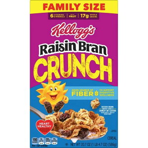 �P���b�O ���[�Y���u���� �N�����` ���H�p�V���A�� �H���@�� �t�@�~���[�T�C�Y 586g Kellogg's Raisin Bran Crunch Breakfast Cereal, Good Source of Fiber, Family Size, 20.7 oz �y�����񂹏��i�z