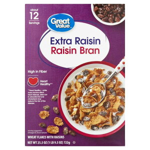 yő500~OFFN[|LzO[go[ GNXg[Yu t[NVA 723g Great Value Extra Raisin Bran, Wheat Flakes Cereal, 25.5 oz y񂹏iz