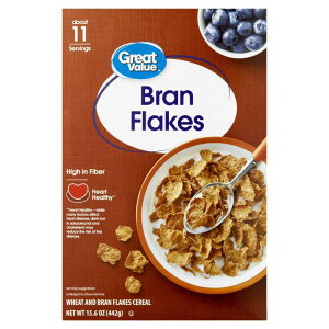 yő500~OFFN[|LzO[go[ ut[N HVA 442g Great Value Bran Flakes Breakfast Cereal, 15.6 oz y񂹏iz