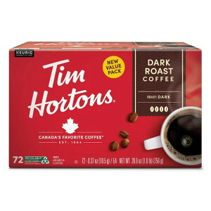 �e�B���z�[�g���Y �_�[�N���[�X�g �R�[�q�[�J�v�Z�� K�J�b�v 72���� Tim Hortons Dark Roast K-Cup Coffee Pods for Keurig Brewers, Recyclable, 72 Ct �y�����񂹏��i�z