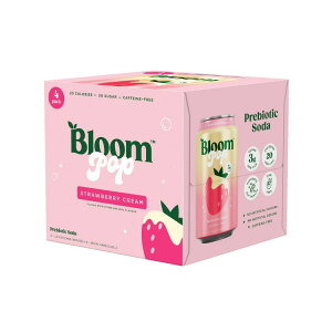 �u���[���|�b�v �X�g���x���[�N���[�� �v���o�C�I�e�B�N�X�\�[�_�|�b�v 355ml 4�ʃp�b�N Bloom Pop Strawberry Cream Prebiotic Soda Pop, 12 fl oz, 4 Pack Cans �y�����񂹏��i�z