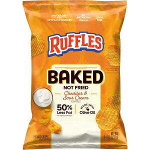 �x�C�N�h ���b�t���Y �`�F�_�[���T���[�N���[�� �|�e�g�`�b�v�X ����50���I�t 177g Baked Ruffles 50% Less Fat Cheddar & Sour Cream Potato Chips Bag, 6.25 oz �y�����񂹏��i�z