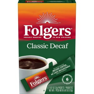 �t�H���W���[�Y �N���V�b�N �f�J�t�F �C���X�^���g�R�[�q�[ 6�{���� Folgers Classic Decaf Instant Coffee Crystals Packets, 6 Count �y�����񂹏��i�z