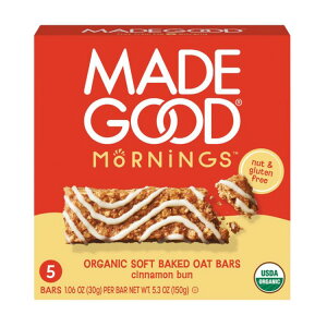 ���C�h�O�b�h ���[�j���O�X �V�i�����o�� �u���b�N�t�@�X�g�o�[ 30g 5�{�� MadeGood Mornings Cinnamon Bun Breakfast Bars, 5 Count (1.06oz Each) �y�����񂹏��i�z