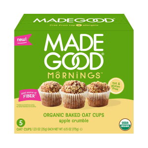 ���C�h�O�b�h ���[�j���O �I�[�K�j�b�N�A�b�v���N�����u���x�C�N�h�I�[�g�J�b�v 5���� MadeGood Mornings Organic Apple Crumble Baked Oat Cups, 5 Count �y�����񂹏��i�z
