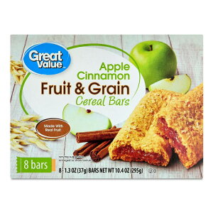 �O���[�g�o�����[ �t���[�c���O���C�� �V���A���o�[ �A�b�v�� �V�i���� 8�{���� Great Value Fruit & Grain Cereal Bars Apple, Cinnamon, 10.4 oz, 8 Count �y�����񂹏��i�z