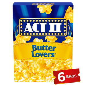 Act II �o�^�[���o�[�Y �d�q�����W�p�|�b�v�R�[�� 6�ܓ��� Act II Butter Lovers Microwave Popcorn, 2.75 oz, 6-Count Bags �y�����񂹏��i�z
