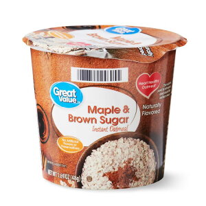 yő500~OFFN[|LzO[go[ [vuEVK[ JbvCX^gI[g~[ 48g Great Value Maple & Brown Sugar Instant Oatmeal Cup, 1.69 oz y񂹏iz