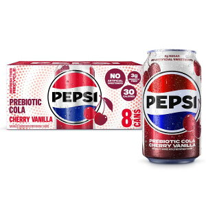 �y�v�V �v���o�C�I�e�B�N�X �R�[�� �\�[�_�|�b�v �`�F���[�o�j�� 355ml 8�ʃp�b�N Pepsi Prebiotic Cola Soda Pop, Cherry Vanilla, 12 fl oz, 8 pack cans �y�����񂹏��i�z