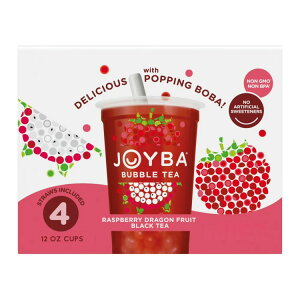 �W���C�o ���Y�x���[�h���S���t���[�c �u���b�N�e�B�[ �o�u���e�B�[ 355ml 4�{�p�b�N Joyba Raspberry Dragonfruit Black Tea Bubble Tea, 12 fl oz Cup Pack of 4 �y�����񂹏��i�z