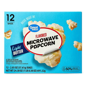 �y�E�H���}�[�g�u�����h�z�O���[�g�o�����[ ���C�g�o�^�[���� �d�q�����W�p�|�b�v�R�[�� 12���� Great Value Light Butter Flavored Microwave Popcorn, 2.03 oz, 12 Count �y�����񂹏��i�z