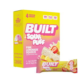 ビルト サワーパフ プロテインバー ピンクレモネード 4本入りボックス BUILT Sour Puff Protein Bar, Pink Lemonade 4 Count Box 【お取り寄せ商品】