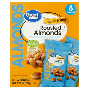 �O���[�g�o�����[ ���C�e�B �\���e�b�h ���[�X�g�A�[�����h 8�ܓ��� Great Value Lightly Salted Roasted Almonds, 1 oz, 8 Count �y�����񂹏��i�z