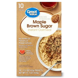 yő500~OFFN[|LzO[go[ [vuEVK[ CX^gI[g~[ 43g×10 Great Value Maple & Brown Sugar Instant Oatmeal, 1.51 oz, 10 Count y񂹏iz