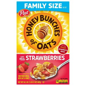 |Xgnj[o`YIuI[cEBYXgx[ N`[nj[Xgx[ubNt@[XgVA 467g Post Honey Bunches of Oats with Strawberries,Crunchy Honey & Strawberry Cereal, 16.5oz Box 