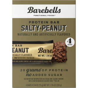 �x�A�x���Y �v���e�C���o�[ �\���e�B�s�[�i�b�c 54g 4�{�� Barebells Protein Bars with 20g High Protein, 1.9oz Bars, Salty Peanut - 4 Count �y�����񂹏��i�z