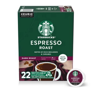 �X�^�[�o�b�N�X �G�X�v���b�\���[�X�g �_�[�N���[�X�g K�J�b�v 22�� Starbucks Espresso Roast, Hot or Iced Coffee, Dark Roast K-Cup Coffee Pods, 22 Count? �y�����񂹏��i�z