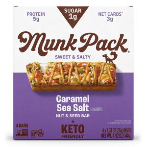 �����N�p�b�N 1g �V���K�[�i�b�c���V�[�h�o�[ �L���������V�[�\���g 4�{���� MUNK PACK 1g Sugar Nut & Seed Bars, Caramel Sea Salt 4 Count, 1.23oz �y�����񂹏��i�z