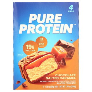 �s���A�v���e�C�� �`���R���[�g�\���e�b�h�L�������� 50g 4�{�� Pure Protein Chocolate Salted Caramel Bar, 20g Protein, Low Sugar �y�����񂹏��i�z