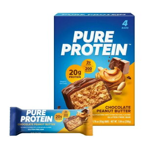 �s���A�v���e�C�� �`���R���[�g�s�[�i�b�c�o�^�[ 50g 4�{�� Pure Protein Bars, Chocolate Peanut Butter, 20g Protein, Gluten Free, 1.76 oz, 4 Count �y�����񂹏��i�z
