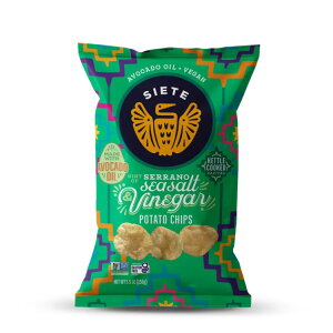 �V�G�e �P�g���N�b�N�h�|�e�g�`�b�v�X �Z���[�m �V�[�\���g���r�l�K�[ ��156g Siete Kettle Cooked Potato Chips Serrano Sea Salt & Vinegar - 5.5 oz �y�����񂹏��i�z