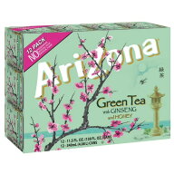 アリゾナ グリーンティー 高麗人参&ハチミツ 340ml 缶 12本 Arizona Green Tea with Ginseng and Honey, …